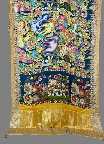 Yellow Kalamkari Gaji Silk